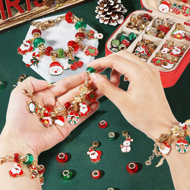 圣诞儿童串珠手工DIY材料礼盒手链穿珠子玩具女孩圣诞节礼物3750高清大图