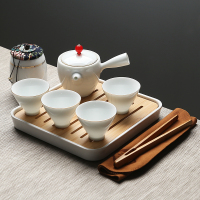 苏氏陶瓷(SUSHI CERAMICS)旅行茶具套装车载描金亭立方茶盘带陶瓷小茶叶罐手柄茶壶茶杯子功夫茶具