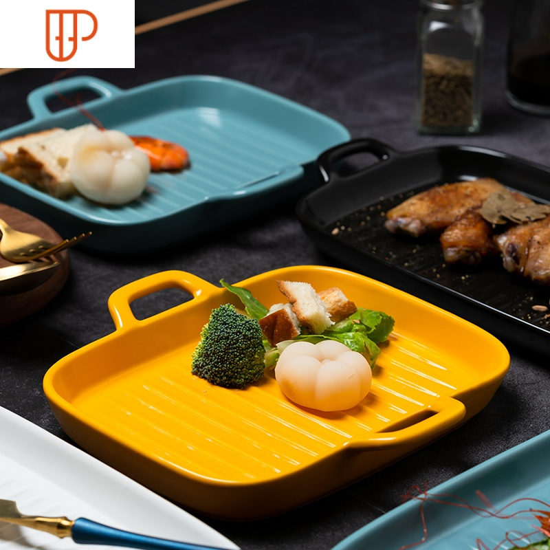 陶瓷烤盘烘焙芝士焗饭盘微波炉烤箱专用餐具创意烤碗家用盘子菜盘