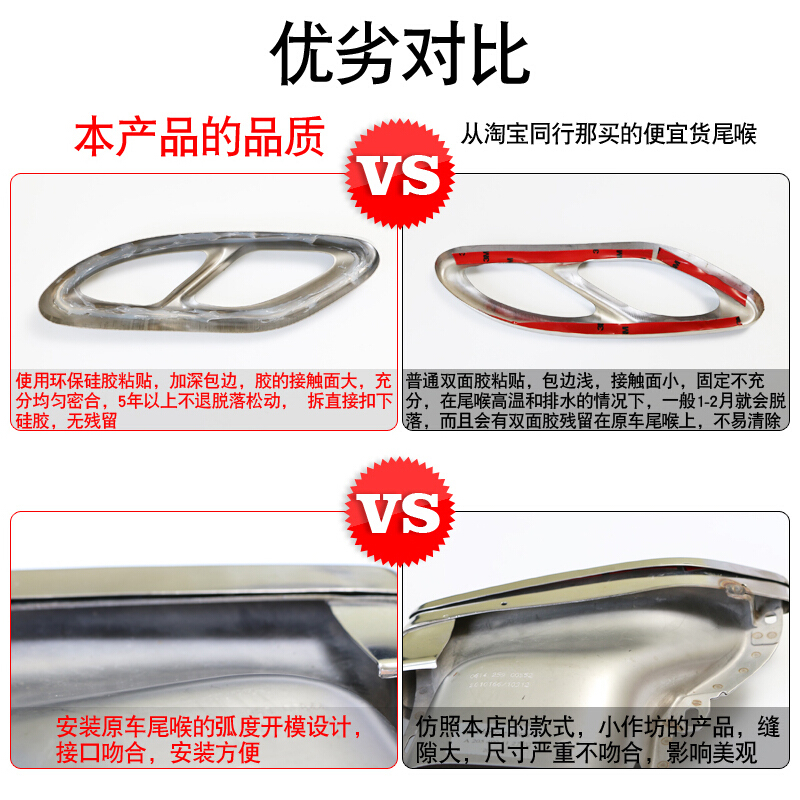 专用于奔驰新C级GLC新E级B级CLAGLSGLE改装四出排气尾喉装饰罩
