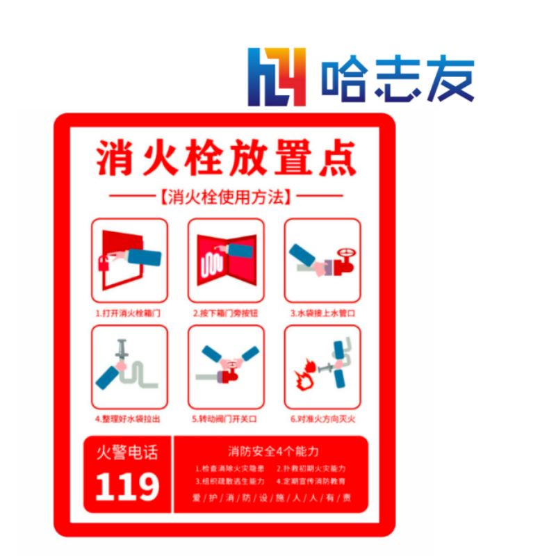 哈志友企业定制消防PC板标识牌42*60cm设计新颖,优质亚克力塑料材质,光亮醒目高清大图