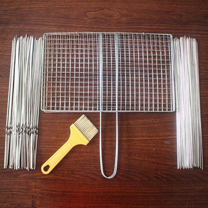 不锈钢烧烤签子扁签户外羊肉串烤肉钢签铁签工具全套用品烧烤针 大号