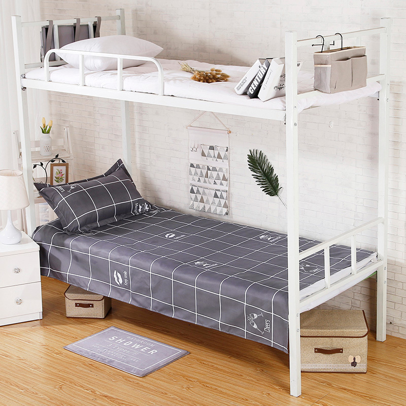 美帮汇学生宿舍蓝白格子床单简约条纹被单单件1.1米上下铺 单人褥单 绅士 床单150x220+枕套40x60