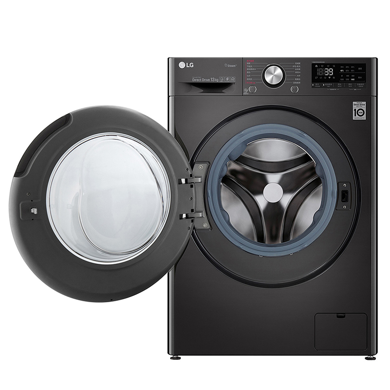 LG FG13BV4 13KG大容量纤薄机身洗衣机 健康蒸汽洗人工智能变频全自动滚筒洗衣机变频直驱 耀岩黑