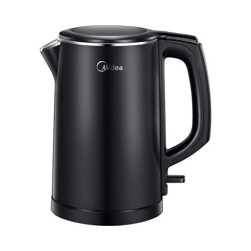 美的(Midea)电水壶MK-HJ1512(HJ1512d) 不锈钢电热水壶1.5L容量无缝一体内胆双层防烫烧水壶(黑)