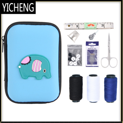 针线包套装针线盒家用大容量实用便携迷你手工缝纫工具收纳包 YICHENG 卡通迷你款9件套-蓝色