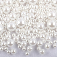 峰呈 FC-0760 无孔仿珍珠 圆形散珠 混装 diy手工配件 装饰品 白色 3-10mm混尺寸约360颗包