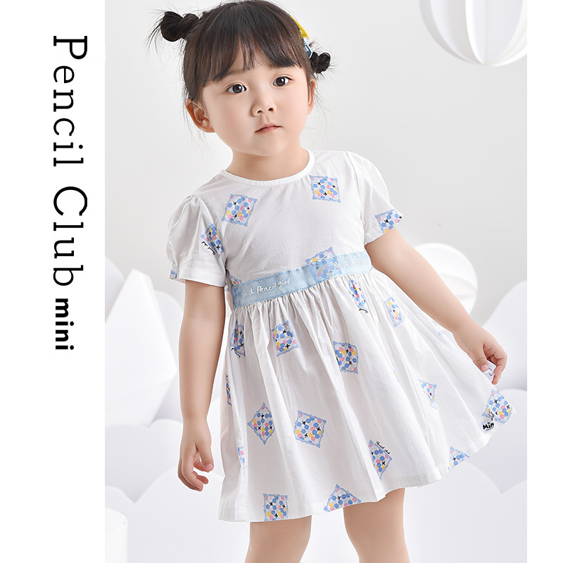 [8折价:35.2元]铅笔俱乐部童装小童连衣裙薄款2022夏装女童裙子纯棉舒适印花