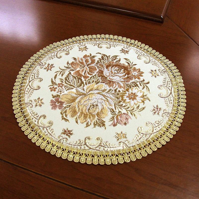 圆形(直径16cm) 米色 餐垫圆形桌垫垫子防滑隔热杯垫托盘花瓶盘垫布艺欧式家用餐桌防
