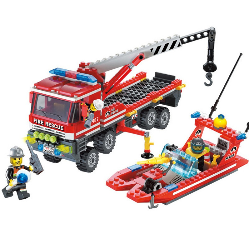 兼容乐高拼装积木城市消防局系列消防车组装警察军事儿童学生玩具