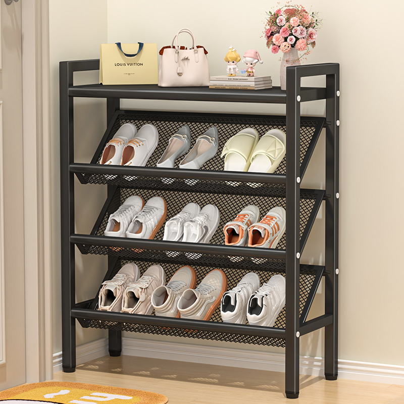 鞋架新款2024家用门口过道鞋托架超薄多层占地小不锈钢置物架