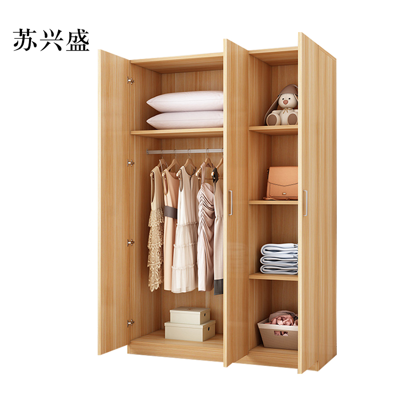 苏兴盛家用衣柜简约储物柜更衣柜3门1.8高宽120深50高清大图