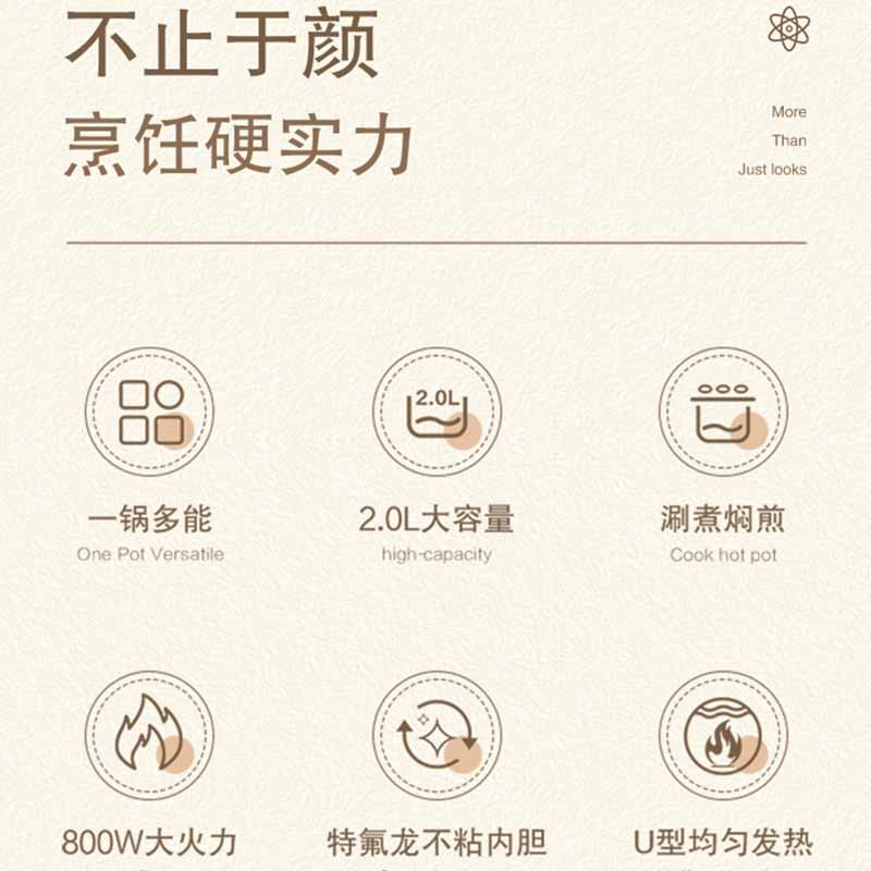 荣事达(Royalstar)电煮锅小电锅宿舍小锅2L电热锅配蒸笼学生宿舍泡面电火锅多功能多用途 DZG20E5高清大图