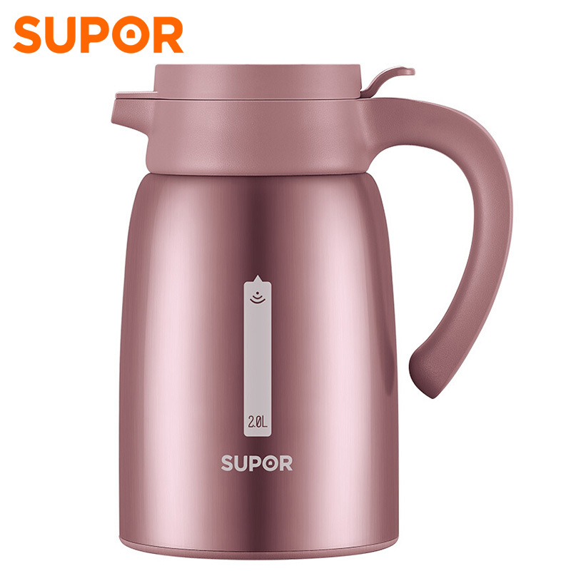 苏泊尔(SUPOR)WOW保温壶KC20BS1 家用办公宴会多场合茶水壶开水瓶304不锈钢大容量真空隔热一键开合2.0L