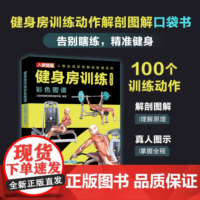 健身房训练彩色图谱 口袋版 健身书籍 健身训练计划 增肌书籍 力量与肌肉训练图谱 力量训练书籍高清大图