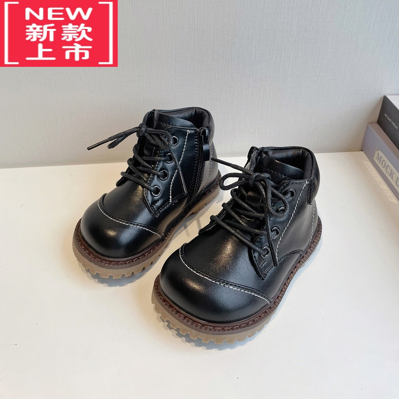 可莉允女童鞋子皮靴儿童靴子马丁靴新款女孩韩系洋气时髦秋冬季潮