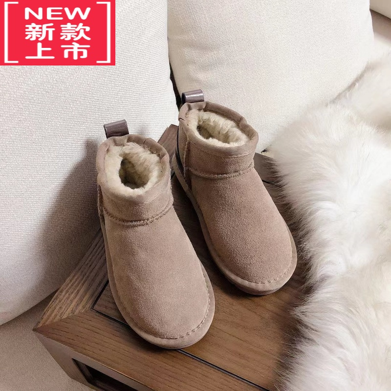 可莉允儿童雪地靴女短靴冬季新款加绒加厚保暖棉鞋亲子鞋