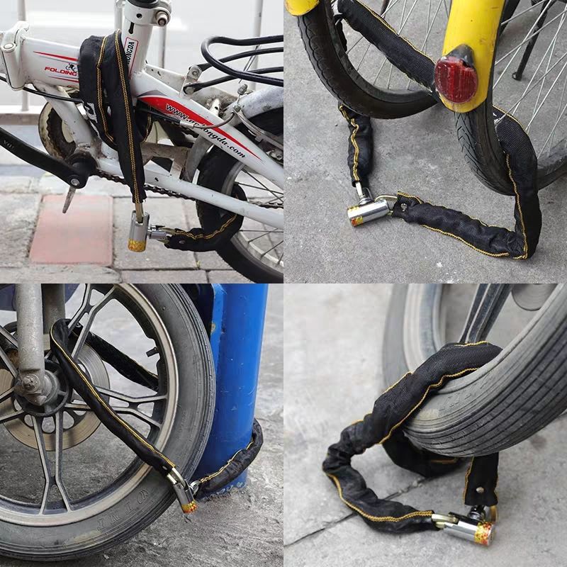 自行车锁防盗链条锁便携式锁单车锁电动车链子锁山地车链锁粗车锁