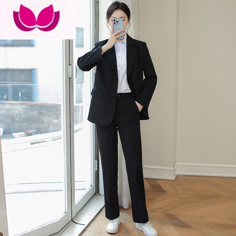 七斓正装女套装大学生宽松休闲时尚气质西装套装教资面试职业西服外套