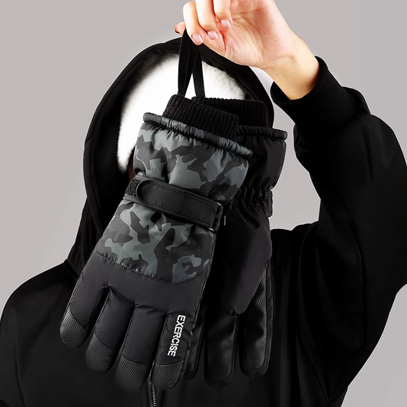 滑雪手套男冬季保暖防风防寒防泼水骑行电动车加绒加厚触屏手套加高清大图
