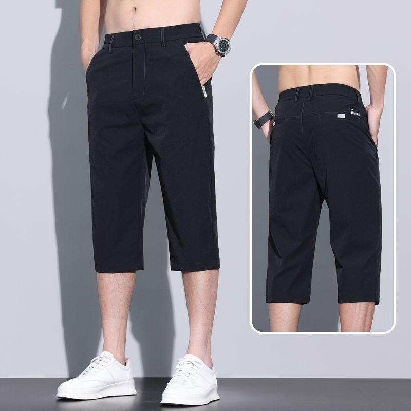 宽松运动夏季七分裤子男士韩版新款时尚潮流直筒型冰丝裤_1