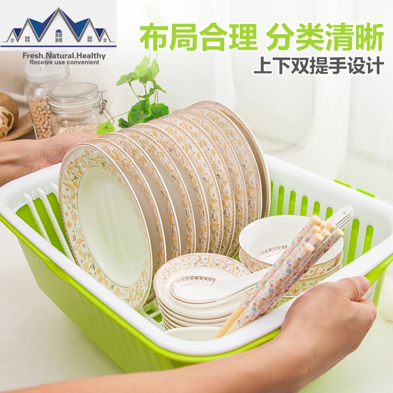 jeko大号塑料沥水碗碟架厨房置物架翻盖碗架筷架餐具收纳盒防尘架 三维工匠高清大图