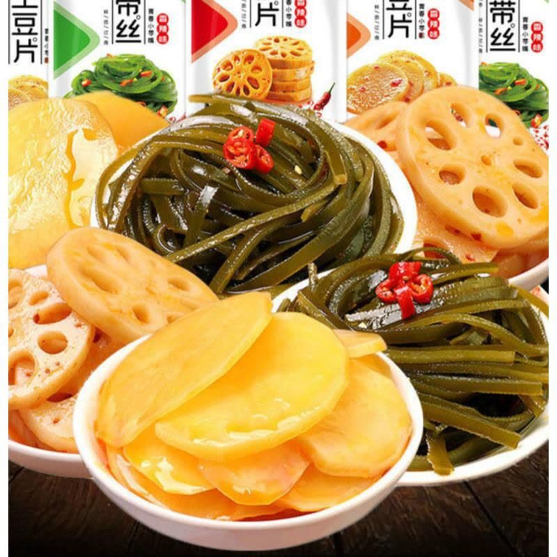 香辣藕片海带丝土豆片零食批发麻辣土豆片小吃零食下饭菜素菜蔬菜图片