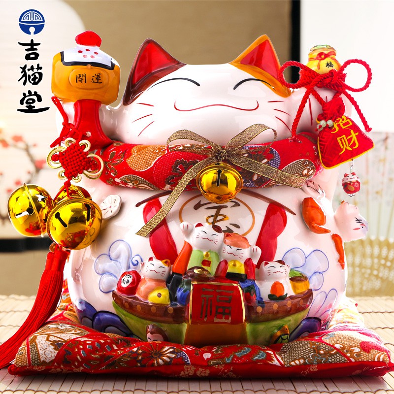 特大号猫 礼品店铺开业摆件 创意家居陶瓷存钱储蓄罐 三维工匠 『新品』大号30CM高【千金万两】_199