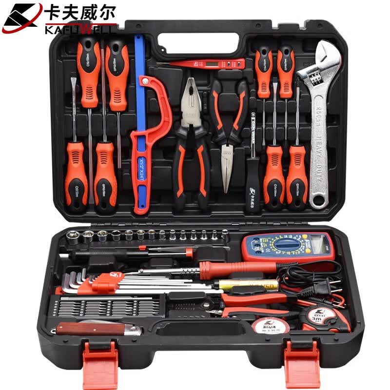 卡夫威尔 综合工具套装 多功能家用五金工具组 高精度便携设计 耐用合金材质 精密收纳盒 一箱搞定维修需求