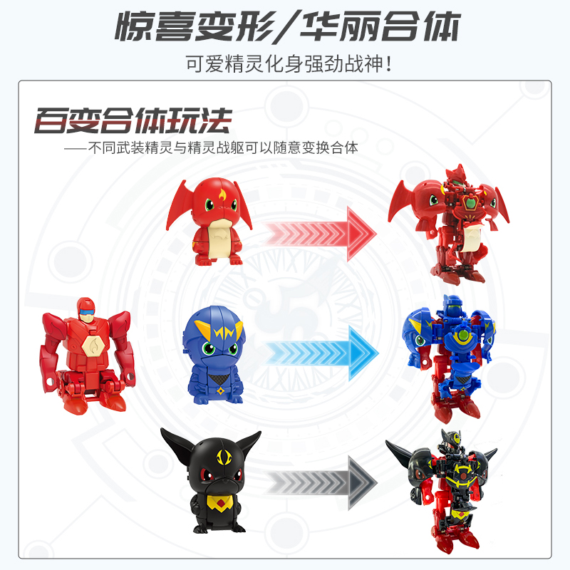 三宝武装精灵战驱玩具 火爆战神水玄武金刚虎变形合体火暴爆男孩 2合体[暗魂战神]暗魂+暗魂战驱高清大图
