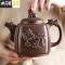三维工匠紫砂茶壶紫砂大容量大号紫砂壶家用功夫茶具杯套装宜兴朱泥梅花壶 深棕色十英寸双龙茶盘
