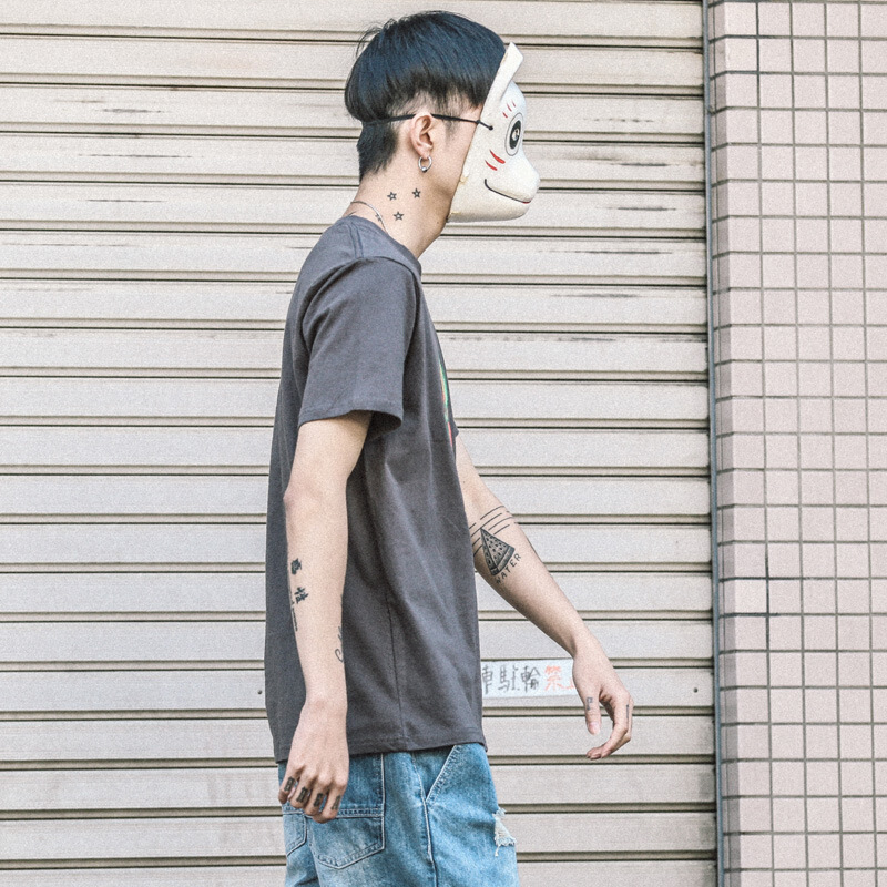 东京衣柜男装夏季新品潮流撞色印花短袖T恤韩版圆领半袖体恤男tee