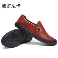 迪罗尼卡2022春夏季新款休闲男鞋套脚懒人鞋圆头男士皮鞋手工鞋真皮鞋1211