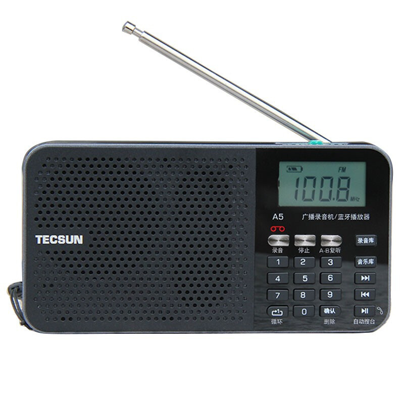 德生(TECSUN) A5 红色+8G TF歌曲卡收音机 小型新款便携式调频广播录音机无线蓝牙点歌插卡音乐播放器