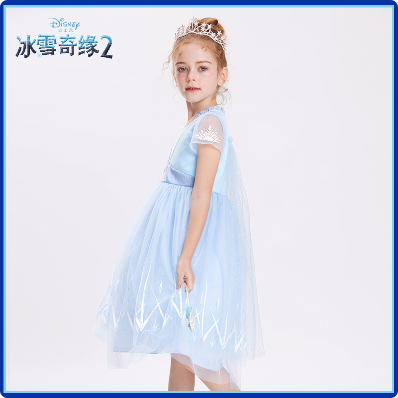 迪士尼爱莎公主裙子春夏新款冰雪奇缘艾莎裙子女童儿童礼服生日礼