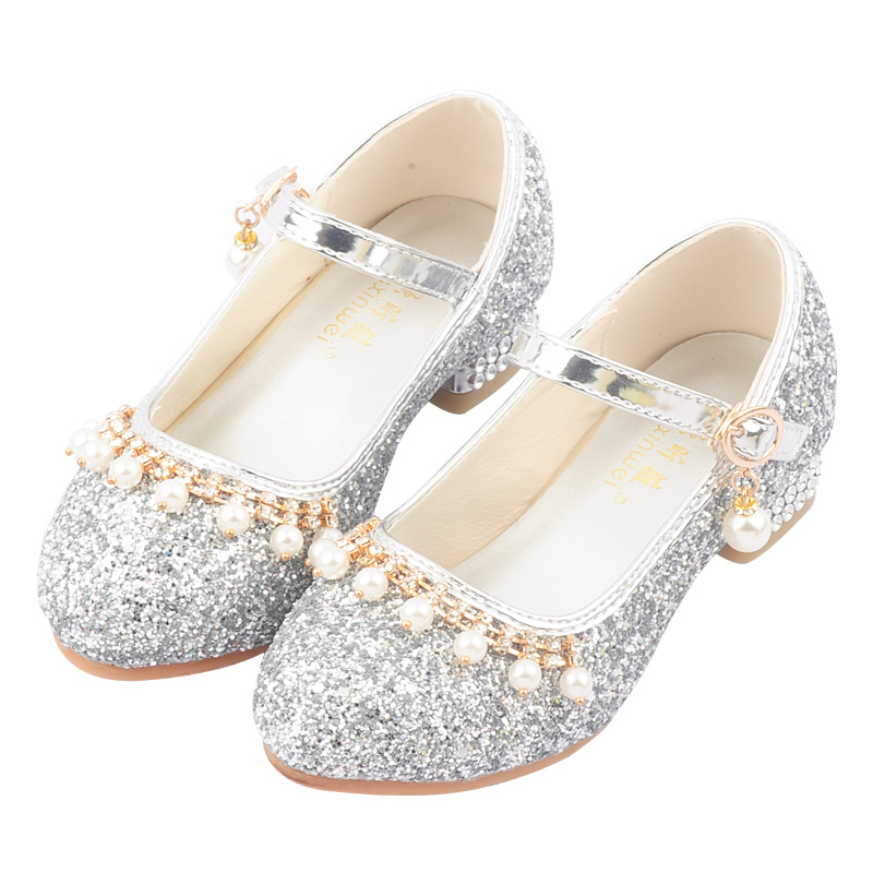 热卖女童公主鞋单鞋时装钢琴演出皮鞋模特走秀小孩子高跟鞋儿童水晶鞋