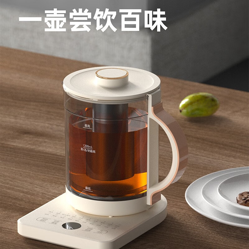 都市太太 DSDSH-8508 暖饮养生水壶 家用多功能小型全自动煮茶壶 米白色 1.6L高清大图