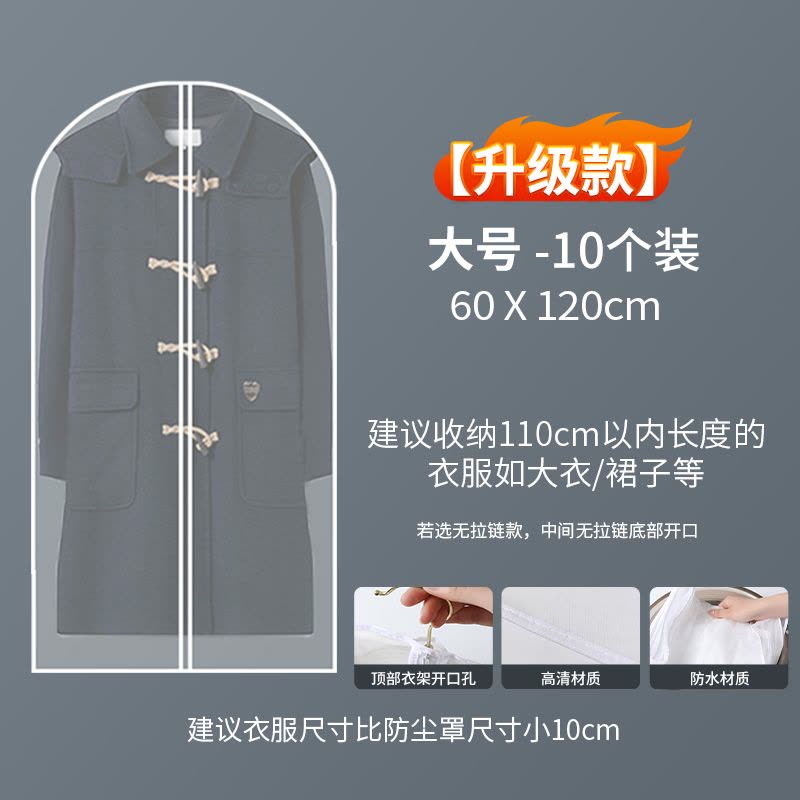 [补贴10%]衣服防尘罩挂式家用透明衣物挂衣袋长款羽绒服袋子衣柜大衣袋收纳图片