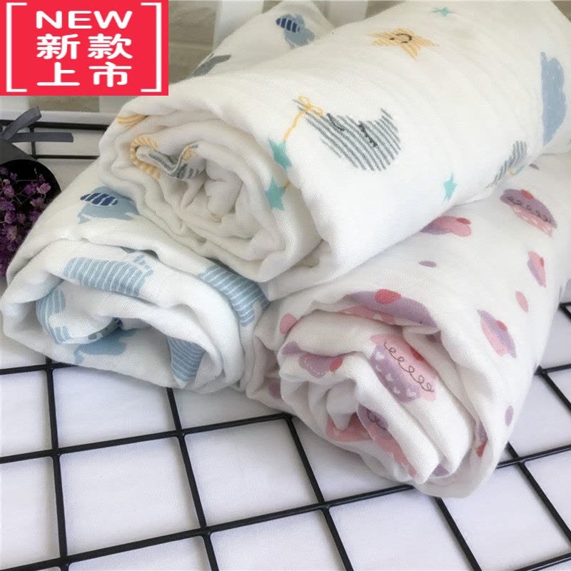可莉允四层纱布浴巾抱毯加大竹纤维棉婴儿童洗澡毛巾包巾抱被推车毯图片
