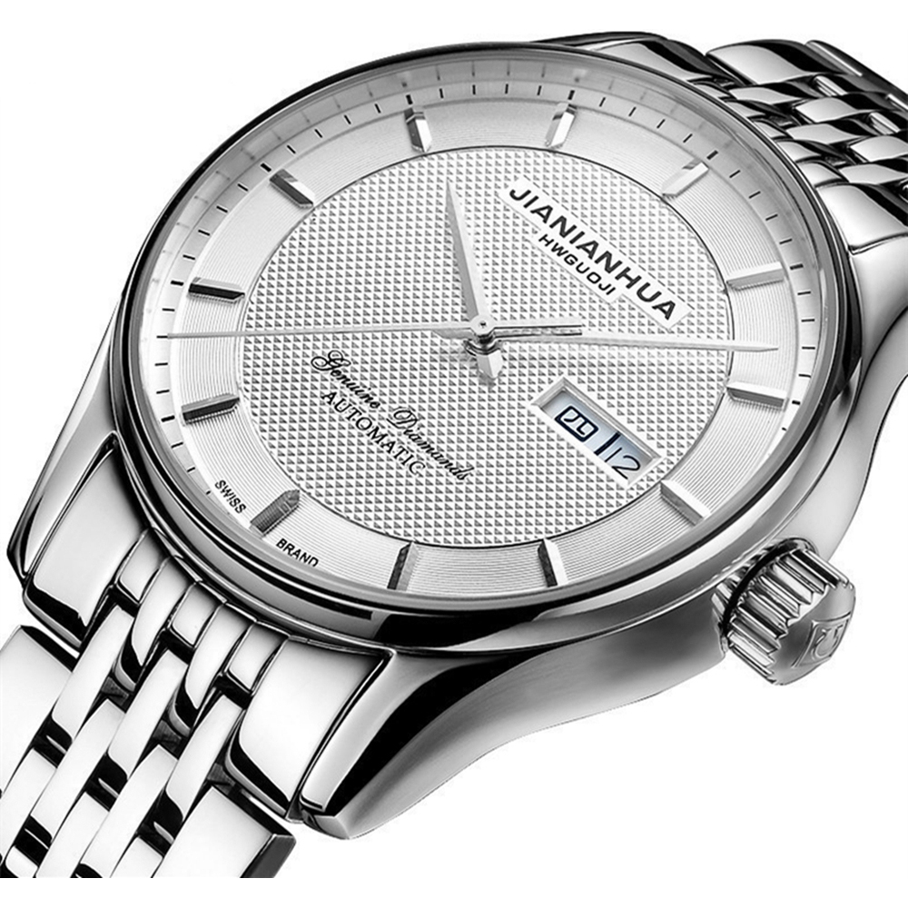 瑞士嘉年华CARNIVAL手表 新款商务系列防水男士全自动机械表 男正装时尚双日历精钢男表 精钢金属腕表8612G高清大图