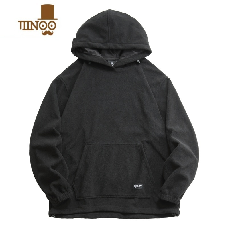 YANXU冬季摇粒绒连帽卫衣男加绒加厚休闲宽松大码羔绒套头长袖上衣长高清大图