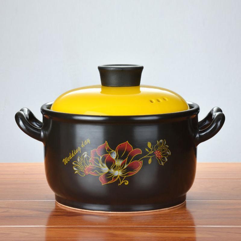 砂锅耐高温瓦罐汤明火家用燃气煲汤沙锅陶瓷小沙锅煲汤锅炖锅b黑gaia