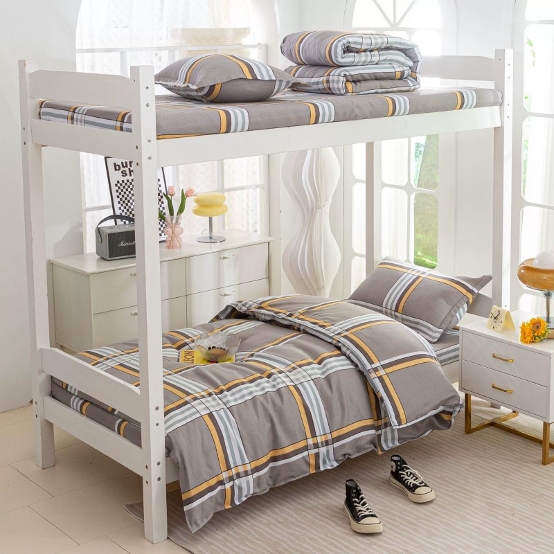 铭思沃床单款六件套1.2米床 灰大格 套高清大图