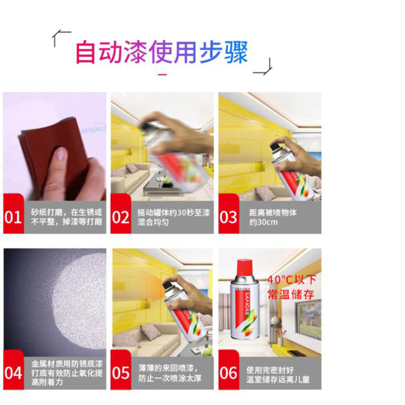 三和(SANO) 手摇自动喷漆 汽车划痕修补漆 卡钳轮毂改色漆 350ML 白色