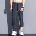 夏季薄款冰丝男士休闲裤速干裤男透气运动裤跑步裤直筒裤男工作裤 L100-115斤 X02深灰夏季款