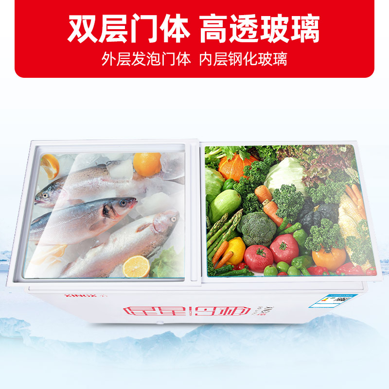 星星(XINGX)BCD-280HE双温柜 蝴蝶门280升双温双箱 家商两用 省电节能高清大图