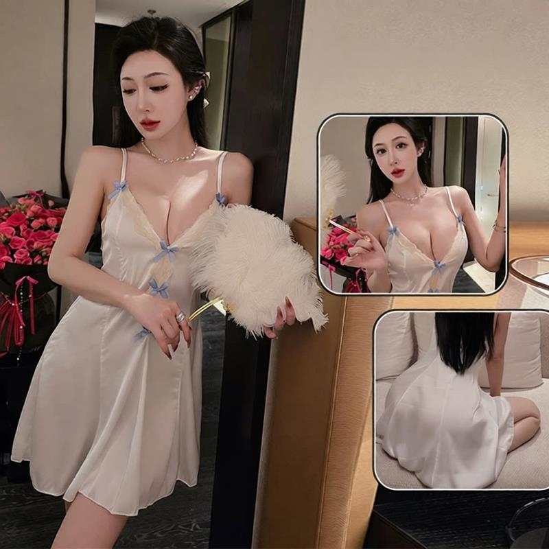 长夜漫漫情趣内衣女蕾丝镂空纯欲少女睡衣私房吊带性感睡裙女2133 白色 均码(80-130斤)