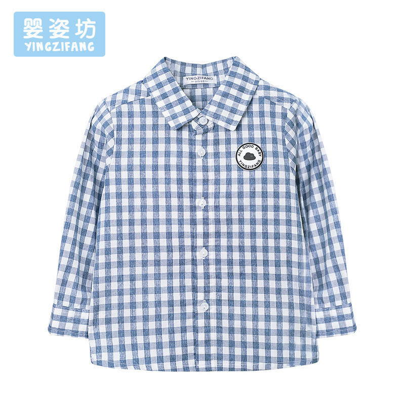 男女童春季新品衬衫长袖中小童格子韩版上衣1-5岁80-120cm