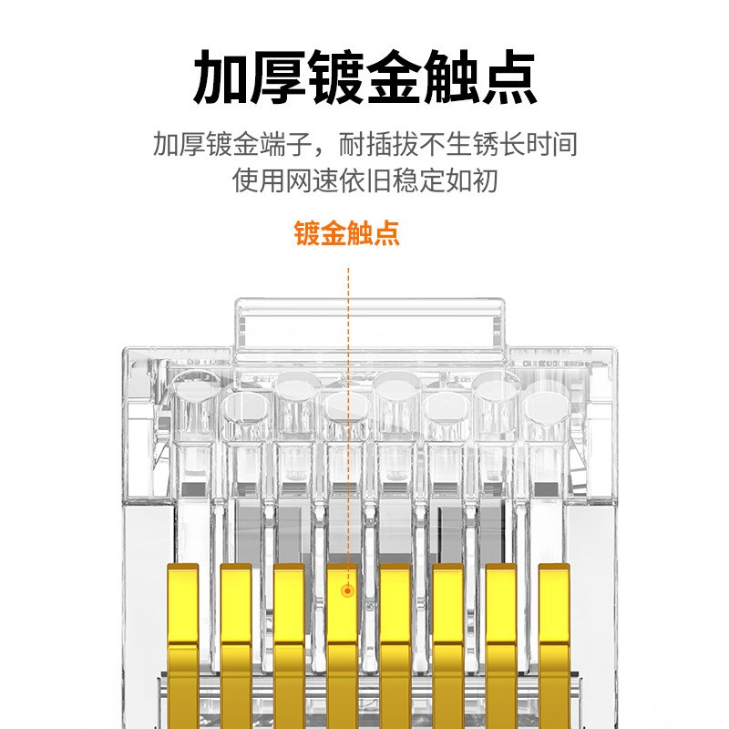 绿联(UGREEN)60558 六类网线水晶头 RJ45工程级8P8C电脑网线连接器 100个/盒 2盒装