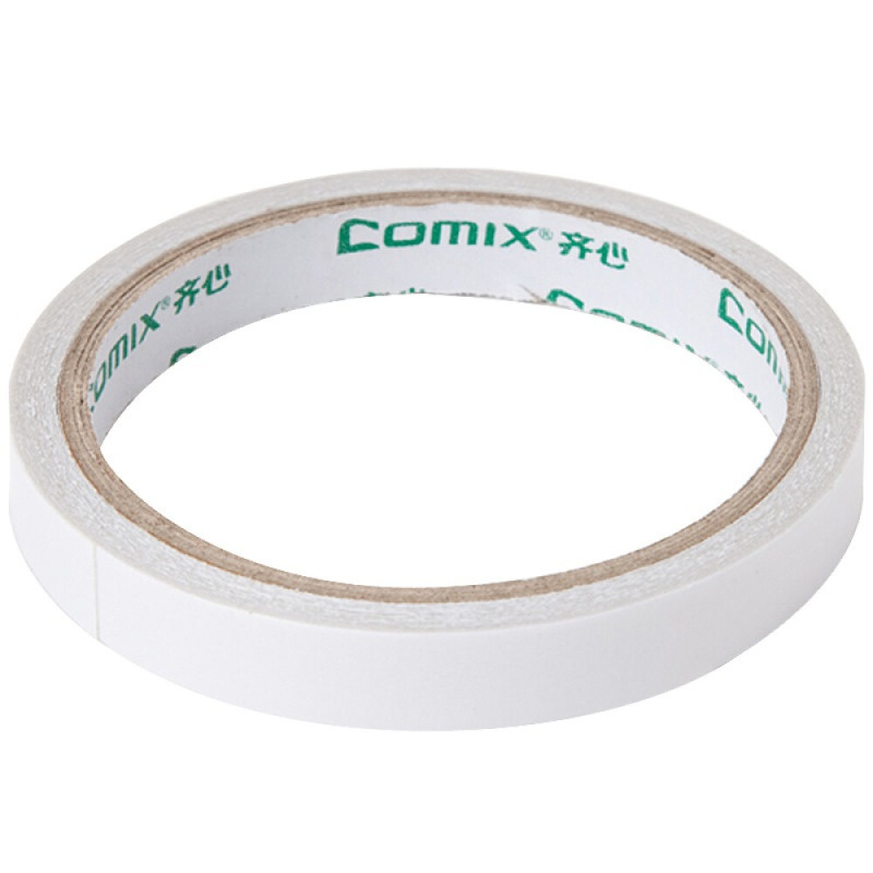 齐心(Comix) 双面胶带高粘性棉纸双面胶易撕易贴 白色10卷装12mm*10y MJ1210-10